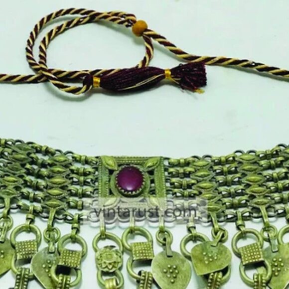 Vintage Gypsy Necklace, Bohemian Statement Necklace, Tribal Multicolor Necklace,